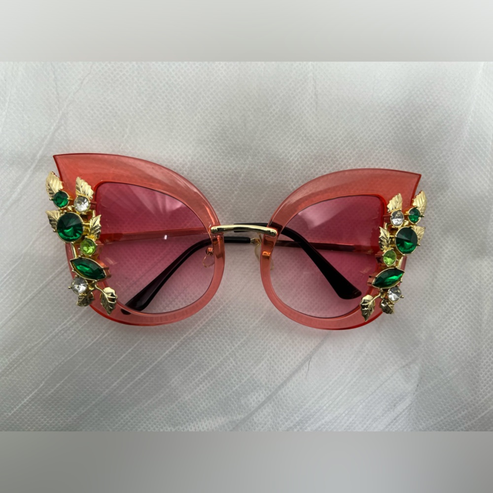 Pink Cat Eye with Rhinestones - Picture 2 of 3